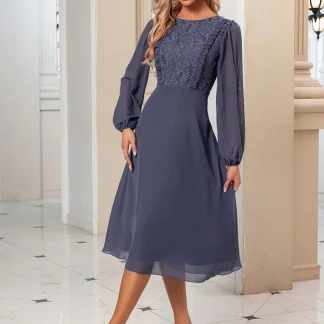 Robe Chic Mousseline Bleu Nuit
