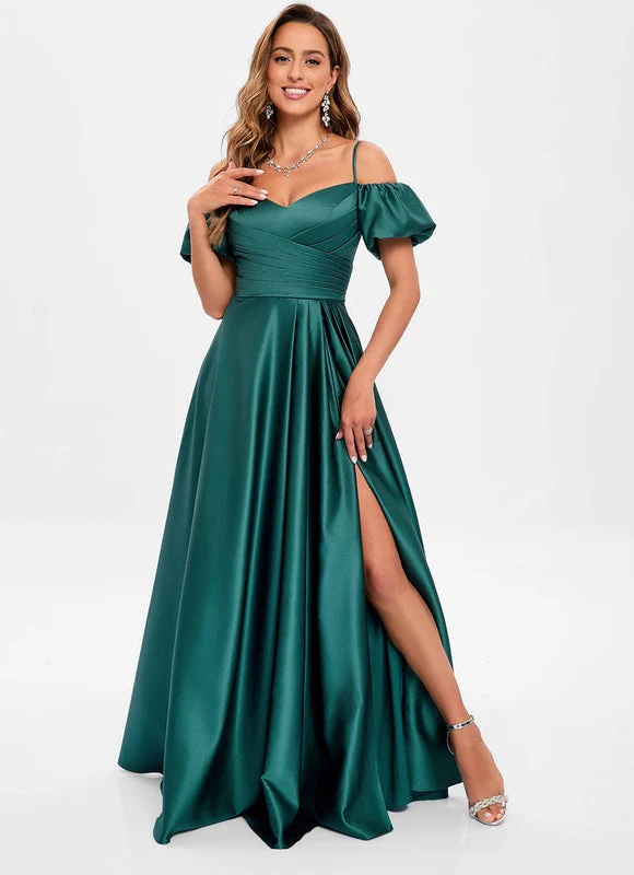 Robe Trapèze Satin Bleu Éclatant – Image 3