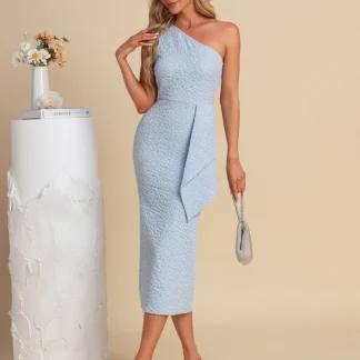 Robe Asymétrique Bleu Ciel