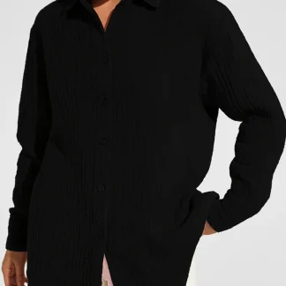 Chemise gaze de coton noire femme