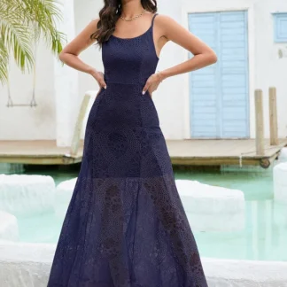 Robe En Dentelle Bleu Nuit